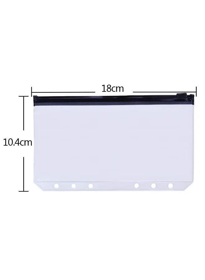 مجموعة من 12 جيبًا للمجلدات بحجم A6، مجلدات بسحاب متعددة الألوان لدفاتر الملاحظات ذات 6 حلقات، حقائب لحفظ الأوراق السائبة، حقائب بلاستيكية مقاومة للماء لحفظ المستندات - Image 2